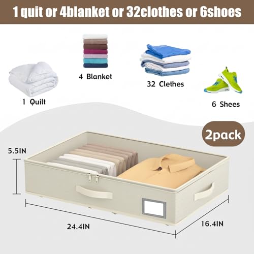 EE-RoomWorld Under Bed Storage with Wheels, No Assemble Required 5.5 inches height beige under bed storage bins,Low Profile Rolling Underbed Shoe Storage containers，dorm underbed storage drawers - color: Beige, size: 5.5 inch height