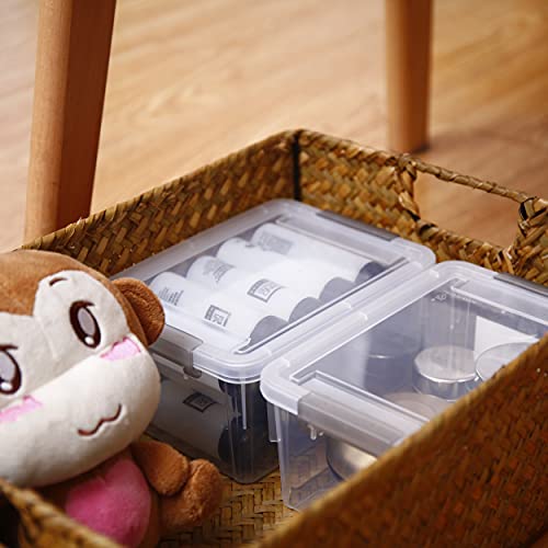 Citylife 1.3 QT 6 Pack Small Storage Bins Plastic Storage Container Stackable Box with Lids for Organizing, Clear White - color: Clear White, size: 1.3 QT(6 Pack)