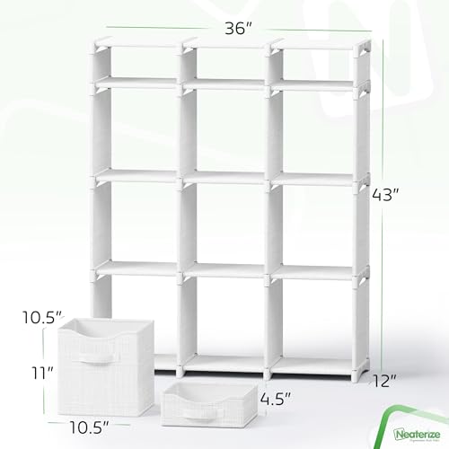 Cube Storage Organizer with Storage Bins Included - The Perfect Closet Organizers and Storage Solution. Includes 12 Storage Cubes, Great For Toy Storage, Closet Storage, Clothes Storage (White-Grey) - color: White-Grey, size: 12 Storage Cubes