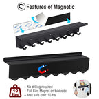 Volnamal Key Holder Wall Mount, Magnetic Key Hooks and Mail Organizer Tray with 8 Hooks, Adhesive Key Rack Hanger for Entryway, Refrigerator, Black