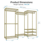 VIPEK V5 Portable Closet Wardrobe Heavy Duty Clothes Rack, Freestanding Metal Clothing Racks Custom Closet Racks with 8 Adjustable Shelves, 68.9" Lx15.7 Wx76.4 H, Max Load 890LBS, Gold - color: Gold, size: V5 Standard