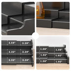 Spice Rack Organizer For Cabinet - 3 Tier Black Bamboo Wooden Expandable Display Shelf from 12.70 to 22.20 inch - color: Black