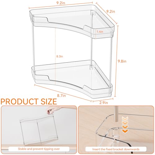 Yieach 2 Tier Corner Bathroom Counter Organizer,Clear Sink Shelf,Bathroom Corner Organizer and Storage for Restroom,Vanity Countertop,Two Tier Small Sink Organizers & Rack for Makeup,Beauty Product