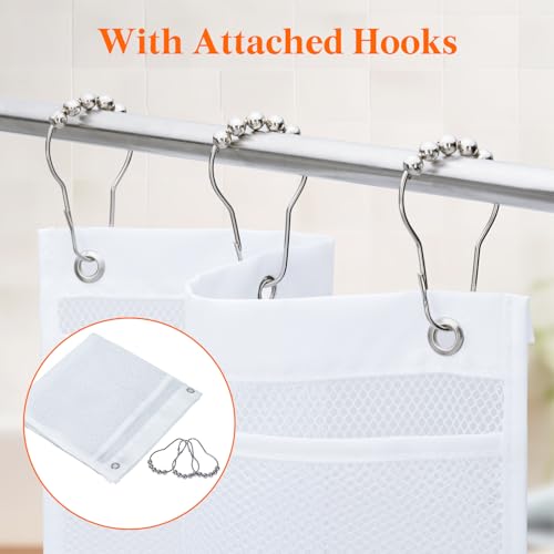 Lifewit Cruise Essentials Shower Caddy Must-Have, 9 Pockets Hanging Bathroom Organizer with Quick-Dry Mesh, Portable Shower Bag to Storage Soap, Shampoo, for RVing, Travel, Camping, White, 1 Pack - size: 17" x 34"