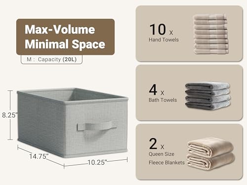 LayerSpace 3 Pack Fabric Storage Bins for Shelves | 14.75x10.25x8.25 in Storage Baskets | Fabric Closet Organizers with Handles Home Organization | Linen Clothes Storage Bins | Light Gray - color: Light Gray, size: 3pcs-14.75"x10.25"x8.25"