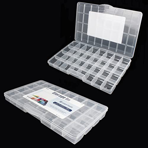 32 Grids Clear Plastic Organizer Box, Craft Storage Container for Beads Organizer, Art DIY, Crafts Jewelry Storage, Fishing Tackles, Rock Collection, 2 Pack - color: 2 Pack