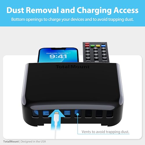 TotalMount Hole-Free Remote Holder – Eliminates Need to Drill Holes in Your Wall (Premium Black Holder for 2 or 3 Remotes) - color: Standard Black