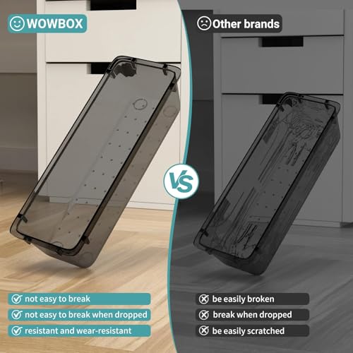 WOWBOX 32 PCS Clear Plastic Drawer Organizer Set, 4 Sizes Desk Drawer Organization and Storage Containers for Makeup, Cosmetics, Jewelry and Gadgets in Kitchen, Bathroom, Bedroom, Office, Clear Black - color: Black, size: 32 PCS