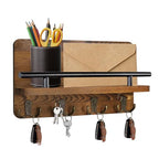 Mail Key Holder Wall Mount Wood Storage Shelf, Stylish Home Organization, Practical Decor Entryway Living Room Hallway Laundry Room Garage Wall Organizer for Letters Bills Wallets Accessories Use