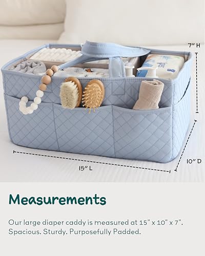 Lily Miles Baby Diaper Caddy Organizer, Quilted Nursery Storage Organizer for Newborn Essentials and Diaper Changing Station, Gift for Baby Shower and Registry Must-Have (Baby Breeze) - color: Baby Breeze
