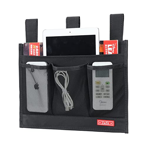 Zafit Hanging Bedside Caddy, Bedside Storage Organizer for Magazine, Phone, Remote control (Classic4 Pockets-Black)