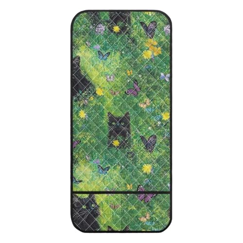Green Grass Black Cat Floral Print Arm Rest Cover for Sofa with 2 Pockets Dustproof Chairs Arm Covers Anti-Scratch Furniture Protector for Pet Dog Cats Loveseat Armrest Covers - color: Green Grass Black Cat Floral