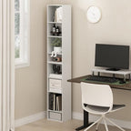 Furinno PASIR Book Shelf, 8-Tier Bookshelf, Bookcase with Open Shelf, 9.3 x 11.8 x 70.9, for Living Room, Bedroom, Home Office, White - color: White, size: 8-Tier, 12-Inch Width