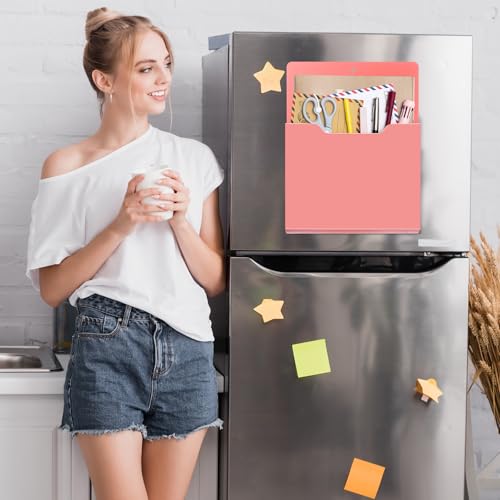 Fuutreo 6 Pcs Magnetic Wall File Organizer Magnetic Wall File Holder Refrigerator Magazine Holder for Mail Letters Paper(Light Vintage,Vertical-large) - color: Light Vintage, size: Vertical-Large