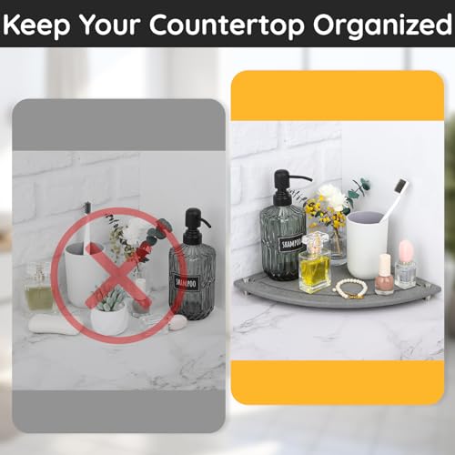 Segbeauty Water Absorbing Stone Drying Tray, 9.85in Quick Dry Diatomaceous Earth Corner Countertop Organizer, Corner Sink Shelf Tray for Bathroom Counter, Fast Drying Stone for Kitchen Counter - color: Pure Gray, size: 9.9" x 9.9" x 1.2"
