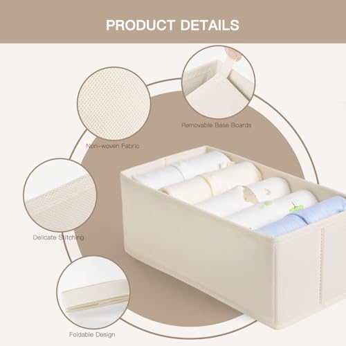 Criusia Drawer Organizer Clothes, 21 Pack Dresser Organizer for Baby Clothes, Underwear, Sock - Foldable Closet Organization and Storage Dividers Bins for Nursery, Bedroom (Beige) - color: Beige, size: 21PACK