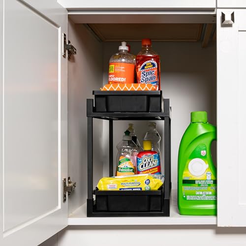 IRIS USA Under Sink Organizer, Bathroom Organizers and Storage, Pull Out Under Cabinet Kitchen Shelf Pantry Under Counter, Cleaning Supplies, Vertical Spice Rack Slide Out Drawers, Easy Assembly - size: 1 Pack