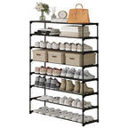 Calmootey 8-Tier Shoe Rack, Tall Large Capacity 40 Pairs Shoes Storage Organizer, Stackable Wide Shoe Shelf for Entryway, Hallway, Black - size: 8-Tier