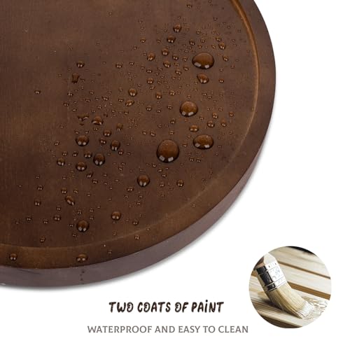 zoocatia Round Decorative Tray Wood Bathroom Counter Organizer Farmhouse Kitchen Decor Wooden Riser for Soap Dish, Perfume, Candle, Sponge, 8" - Walnut - color: Walnut, size: 8"