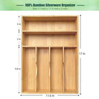 guiogc Bamboo Kitchen Drawer Organizer, 11.6" W x 17" H Silverware Utensil Tray Holder, Wood Cutlery Tray for Silverware, Flatware, Bedroom, Organization of office supplies - size: 11.6"Wx17"D(6-Slots)