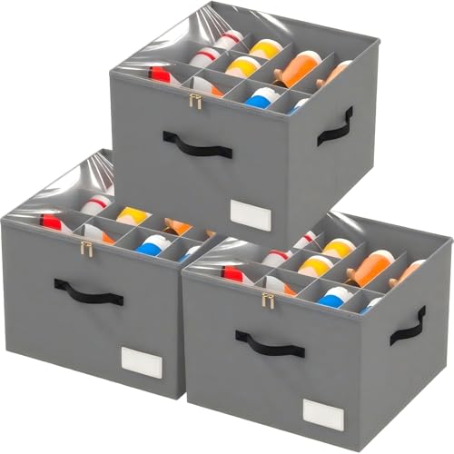 3 Pack Shoe Organizer for Closet, Foldable Shoe Storage Containers, Fits up to 24-48 Pairs, Shoe Storage Organizer Box Cubby Baskets Bins with Clear Cover and Reinforced Handles, Gray - color: 3Pack Gray