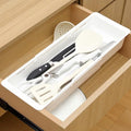1 Pack Deep Drawer Organizer Bins, Sliding Drawer Organizer Bin Expandable and Adjustable Tray for Kitchen Utensils, Towels, BBQ Tools, Durable Plastic Sliding for Easy Storage (17.4-27.6") - size: 17.4-27.6"