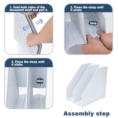 FRETONBA Collapsible Magazine File Holder with 2 Vertical Compartments Foldable Binder Holder for Desk Binder Storage Organizer Plastic Magazine Holders for Shelf, Light Gray - color: Light Grey, size: 2 Compartments - 1Pcs