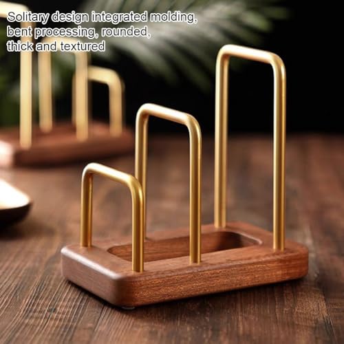 Chopping Board Rack with Wood Base Multi Layer Lid Holder Baking Pan Storage Organiser Cabinet Accessory for Home Kitchen - size: 16.6*10*15.8cm