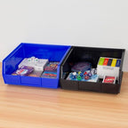 Akro-Mils 30235 AkroBins Plastic Storage Bins, Space-Saving Stackable Bins for Garage, Pantry, Craft Organization, 11" x 11" x 5", Blue, 6-Pack - color: Blue