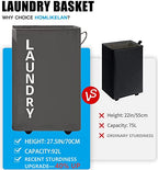 92L Extra Large Laundry Hamper with Leather Handle,Standable Laundry Basket with Wheels Laundry Hamper on Wheels,Large Hamper,Rolling Laundry Basket Grey - color: Grey/XXL, size: Super Large 27.5"