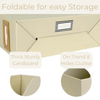 BLU MONACO | Cardboard Magazine File Holder Set of 6 | Vertical Magazine File Holder with Label Slots | Beige Linen Foldable File Organizers for Desk Shelf Office - color: Grey Linen