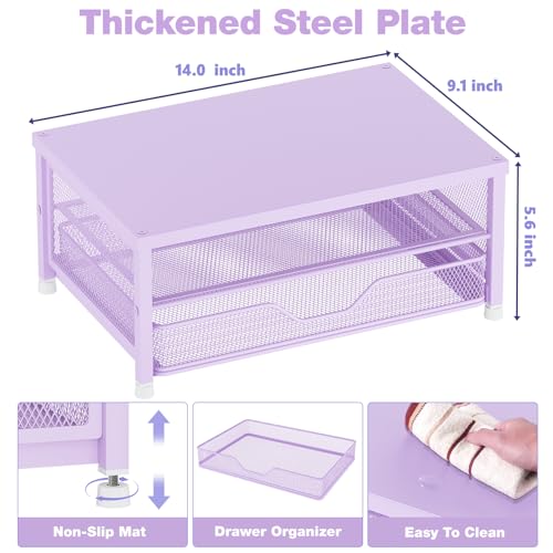 OPNICE Computer Monitor Stand Riser, Desk Organizer with Drawer, Printer & Laptop Stand, Office Desk Accessories & Workspace Desktop Organizers Storage for Office Supplies(Purple) - color: Purple