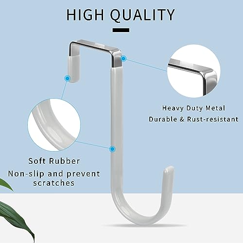 FYY Over The Door Hooks, 4 Pack Door Hangers Hooks with Rubber Prevent Scratches Heavy Duty Organizer Hooks for Living Room, Bathroom, Bedroom Hanging Clothes, Towels, Hats, Coats, Bags Silver - color: A Silver, size: Short, style: 4 Pack