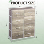 WLIVE Fabric Dresser for Bedroom, Tall Dresser with 8 Drawers, Storage Tower with Fabric Bins, Double Dressers, Chest of Drawers for Closet, Living Room, Hallway, Greige - color: Greige, style: General