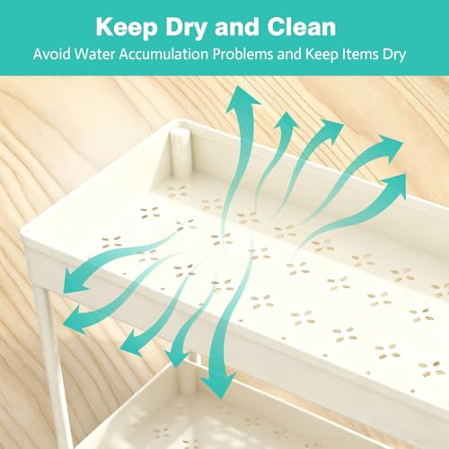 Under Sink Organizers and Storage 2 Pack, Pull-Out Sliding Cabinet Organizer with 2-Tier Storage Shelf & 4 Hooks, Multi-Purpose for Kitchen & Bathroom (13 Inch, White) - color: White
