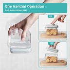 Ankou Airtight Container Set - (380ml 4 Pcs) Stackable One Button Openning Food Containers for Snacks Candy Salt Herbs Spices BPA-Free Tranparent (0.32 QT * 4) - color: 0.32 QT * 4