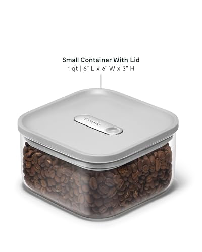 Caraway 1qt Glass Airtight Food Storage Container with Lid – Non-Toxic, BPA-Free Kitchen Storage Container – Stackable, Space-Saving Airtight Container for Dry Goods and More - Gray - color: Gray, size: 1qt Container
