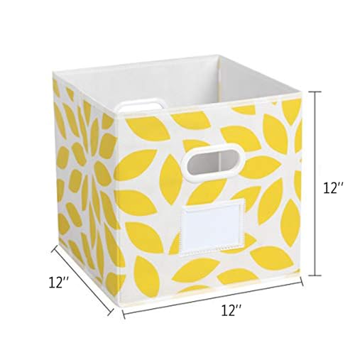 MAX Houser Fabric Storage Bins Cubes Baskets Containers with Dual Plastic Handles for Home Closet Bedroom Drawers Organizers, Foldable, Set of 4 (Yellow) - color: 28 yellow