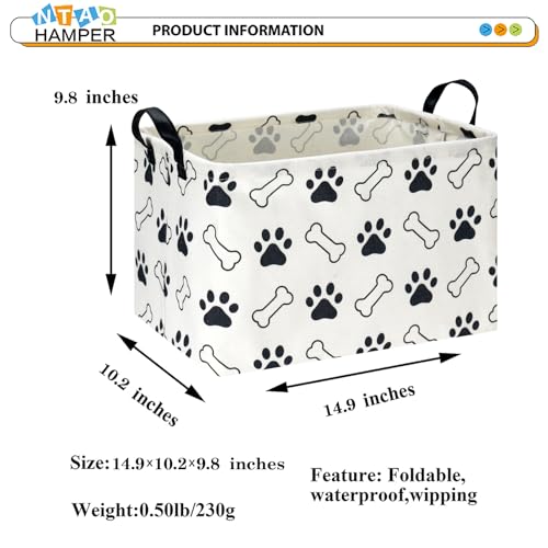 NTAOHAMPER Waterproof PE Coating Puppy Storage Bin with Handles,Doggy Collapsible Gift Basket,Kids Toys/Books Box,Room Decor(Paw) - color: Paw