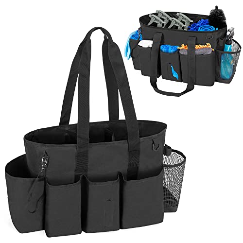 LoDrid Professional Cleaning Tote Caddy for Cleaning Supplies, Cleaning Bag Organizer with Dividers and Handle Strap for Housekeepers Work, Black, (Bag Only) - color: Black