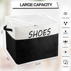 Large Entryway Shoe Storage Organizer, Shoe Basket for Entryway with Clear Cover, Foldable Mudroom Shoe Bin Box Fits for Boot, Sneaker, High Heeled