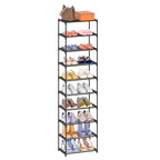 Autonomier 10 Tier Tall Shoe Rack, Narrow Lightweight Shoe Shelf, Compact Vertical Shoe Stand, Small Space Saving for Closet Floor, Dorm Storage Organizer, Front Door Entrance, Entryway