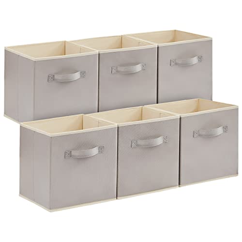 Lifewit Storage Cubes, Foldable Decorative Fabric Storage Baskets for Organizing Home Organizers with Handles for Shelves, Closet, 11 Inch Bins, 18L Light Gray, 6 Packs - color: Light Gray, size: 6pcs-11INCH