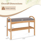 Giantex Shoe Rack Bench, Bamboo 2-Tier Entryway Bench with Padded Cushion, Shoe Storage Bench for Hallway, Closet, Foyer, Living Room, Bedroom, Mudroom - size: 12.5"D x 27.5"W x 20"H（Without Flip-Top Storage）