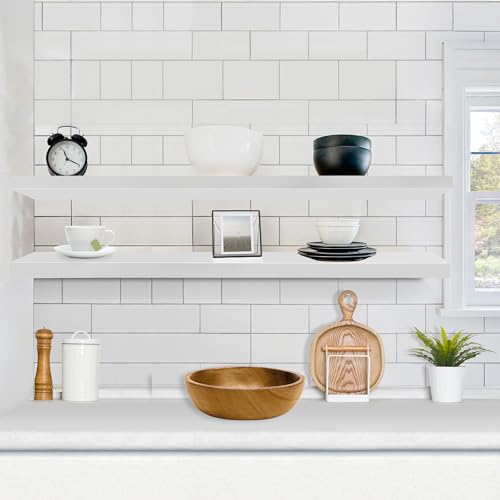 Sorbus Floating Shelves for Wall - 55 Inch Extra-Long Bathroom Shelves, Wall Decor for Bedroom, Kitchen, Living Room, Book Storage - Mounted Floating Shelf with Hidden Brackets (White, 2 Pack) - color: White, size: 55 Inch, style: 2 Pack