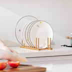 HBlife 2pcs Heighten and Widen Bamboo Dish Drying Rack Plate Bowl Cup Book Pot Lid Cutting Board Stand Drainer Storage Holder Organizer for Kitchen Cabinet - color: Rod 4inch High 6slots With 6inch High 2slots 2pcs