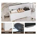 DreamDashio Farmhouse Storage Bench with Lift Top Storage, 39.4" Entryway Bench with Cushioned Seat, End of Bed Bench, Wooden Storage Chest Trunks, for Bedroom, Living Room, Entryway, White