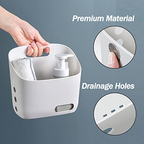 3 Pcs Hanging Shower Basket Caddy, Portable Walll Storage Organizer with Hooks for Bathroom Kithcen Dorm College, White - color: White, size: Large