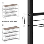 HOOBRO Shoe Rack, 4 Tier Shoe Organizer for Front Door Entrance, Shoe Shelf with Adjustable Tilt Angle, Holds 12-16 Pairs, for Entryway, Garage, Closet, Rustic Brown and Black BF09XJ01 - size: 29.5"L x 11.4"W x 23.2"H
