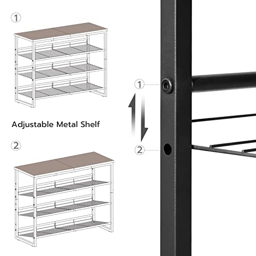 HOOBRO Shoe Rack, 4 Tier Shoe Organizer for Front Door Entrance, Shoe Shelf with Adjustable Tilt Angle, Holds 12-16 Pairs, for Entryway, Garage, Closet, Rustic Brown and Black BF09XJ01 - size: 29.5"L x 11.4"W x 23.2"H
